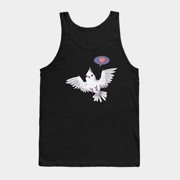 Albino Cockatiel Love Tank Top by Psitta